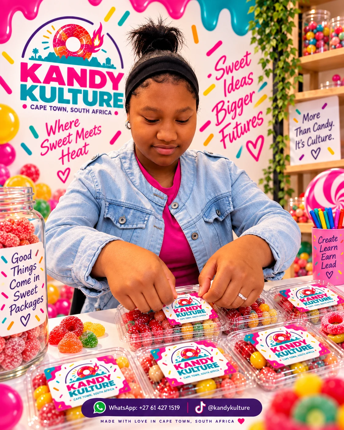 Young person packaging Kandy Kulture candy